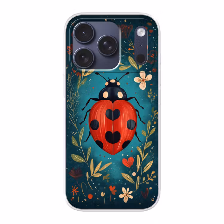 Bloemen - Lieveheersbeestje - Hartje - Rood Telefoonhoesje iPhone 17 Pro klein -3d