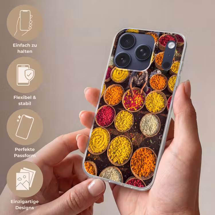 Handyhülle - Blumen – Markt – Bunt - Bloemen - Markt - Kleurrijk Telefoonhoesje iPhone 17 Pro klein