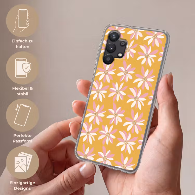 Bloemen - Modern - Geel Telefoonhoesje Samsung Galaxy A32 5G klein 346 -sfeer3_DE