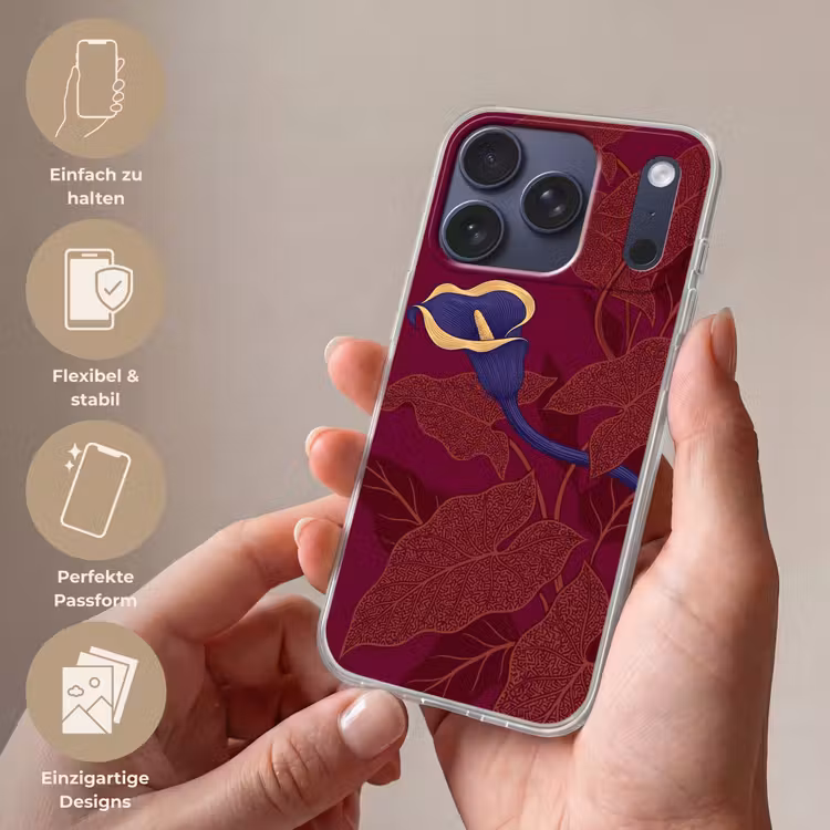Handyhülle - Blumen – Modern – Lila - Bloemen - Modern - Paars Telefoonhoesje iPhone 17 Pro klein
