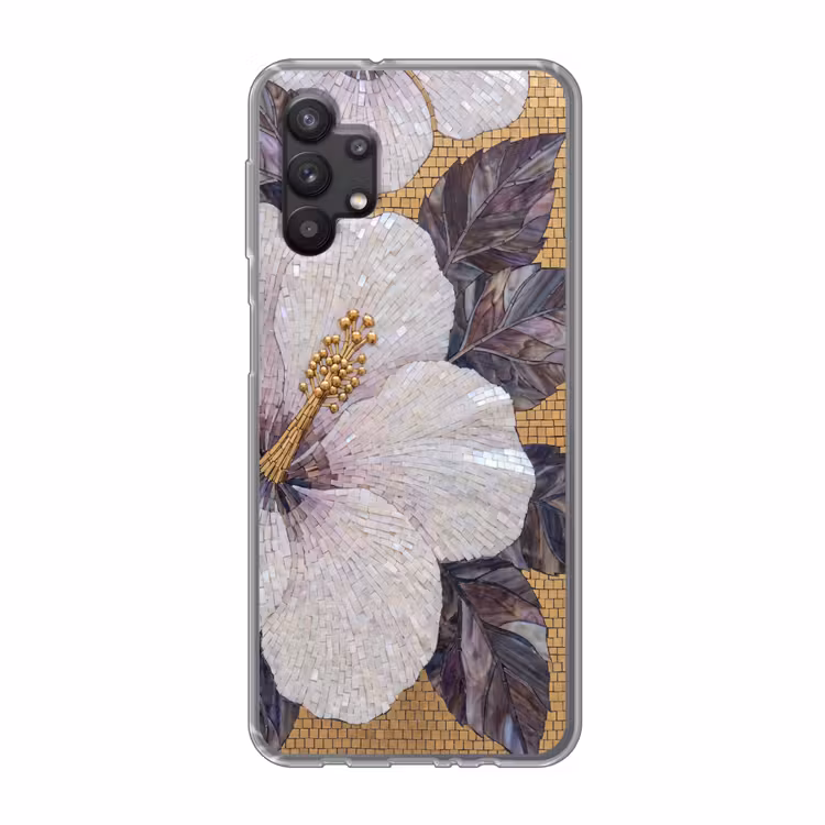 Bloemen - Mozaïek - Kunst - Modern - Goud Telefoonhoesje Samsung Galaxy A32 5G klein -3d