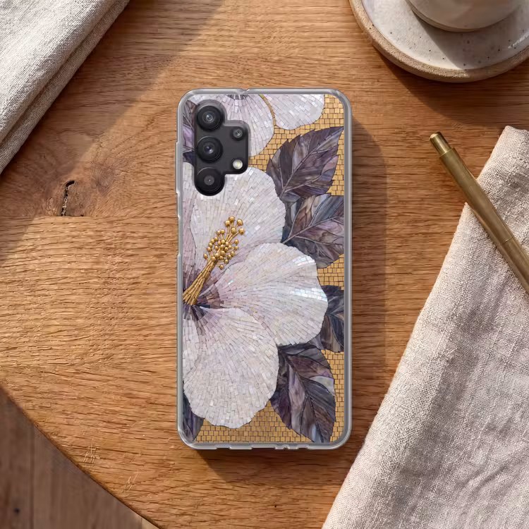 Bloemen - Mozaïek - Kunst - Modern - Goud Telefoonhoesje Samsung Galaxy A32 5G klein -sfeer1