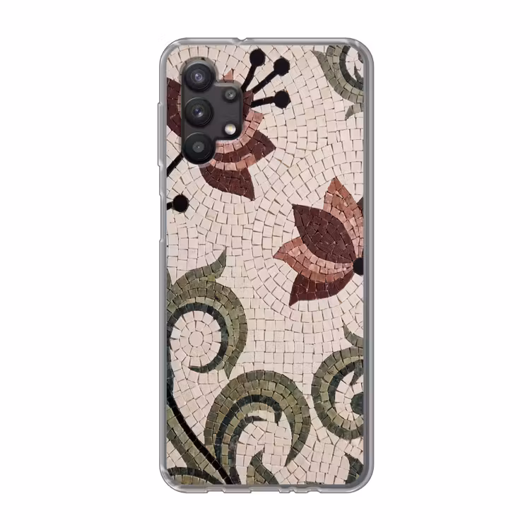 Bloemen - Mozaïek - Patroon - Abstract - Groen Telefoonhoesje Samsung Galaxy A32 5G klein -3d