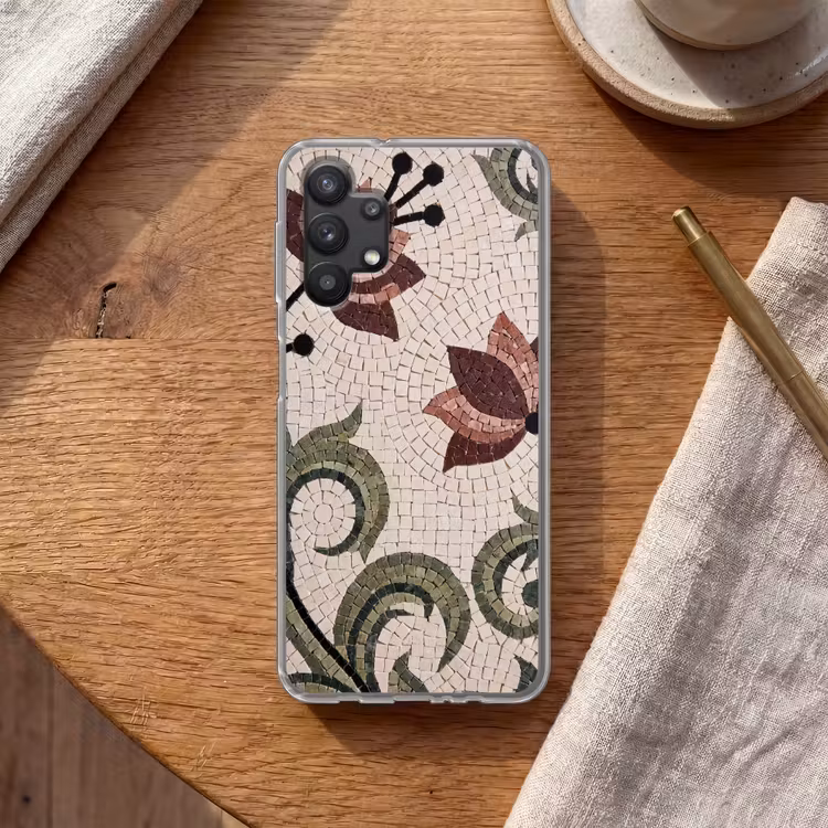 Bloemen - Mozaïek - Patroon - Abstract - Groen Telefoonhoesje Samsung Galaxy A32 5G klein -sfeer1