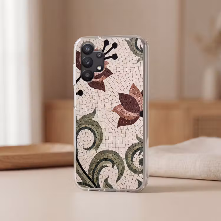 Bloemen - Mozaïek - Patroon - Abstract - Groen Telefoonhoesje Samsung Galaxy A32 5G klein -sfeer2