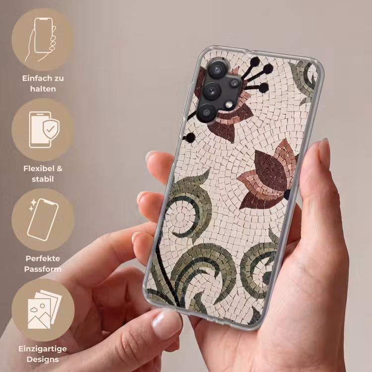 Bloemen - Mozaïek - Patroon - Abstract - Groen Telefoonhoesje Samsung Galaxy A32 5G klein -sfeer3_DE