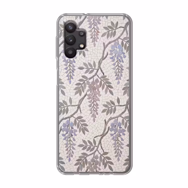 Bloemen - Mozaïek - Natuur - Patroon - Paars Telefoonhoesje Samsung Galaxy A32 5G klein -3d