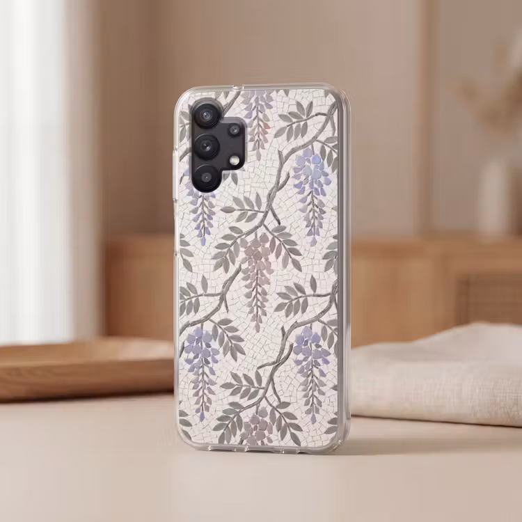 Bloemen - Mozaïek - Natuur - Patroon - Paars Telefoonhoesje Samsung Galaxy A32 5G klein -sfeer2