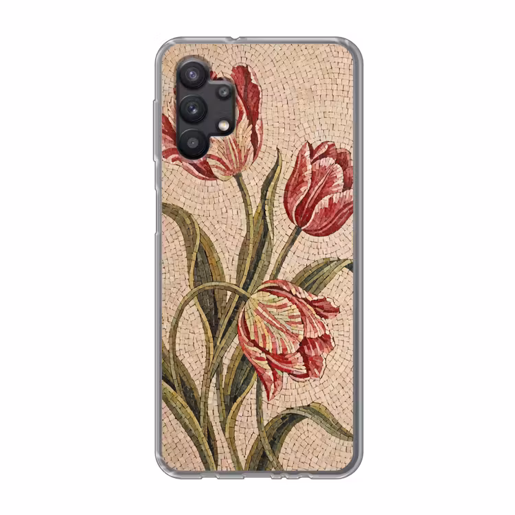 Bloemen - Mozaïek - Rood - Groen - Kunst Telefoonhoesje Samsung Galaxy A32 5G klein -3d