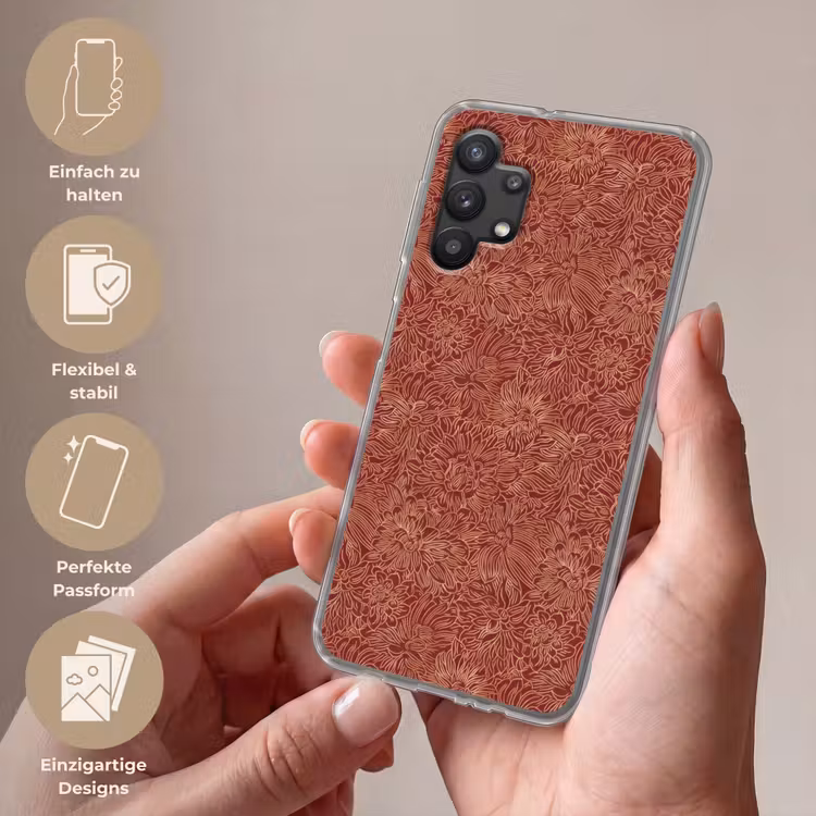 Bloemen - Motief - Rood Telefoonhoesje Samsung Galaxy A32 5G klein 346 -sfeer3_DE