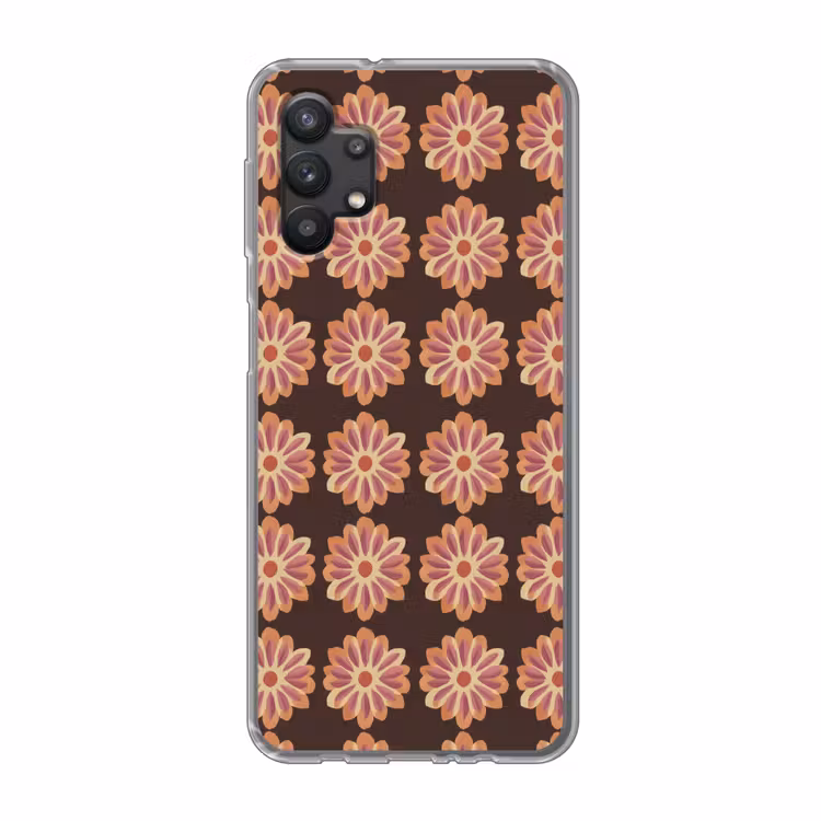 Bloemen - Patroon - Bruin Telefoonhoesje Samsung Galaxy A32 5G klein 346 -3d