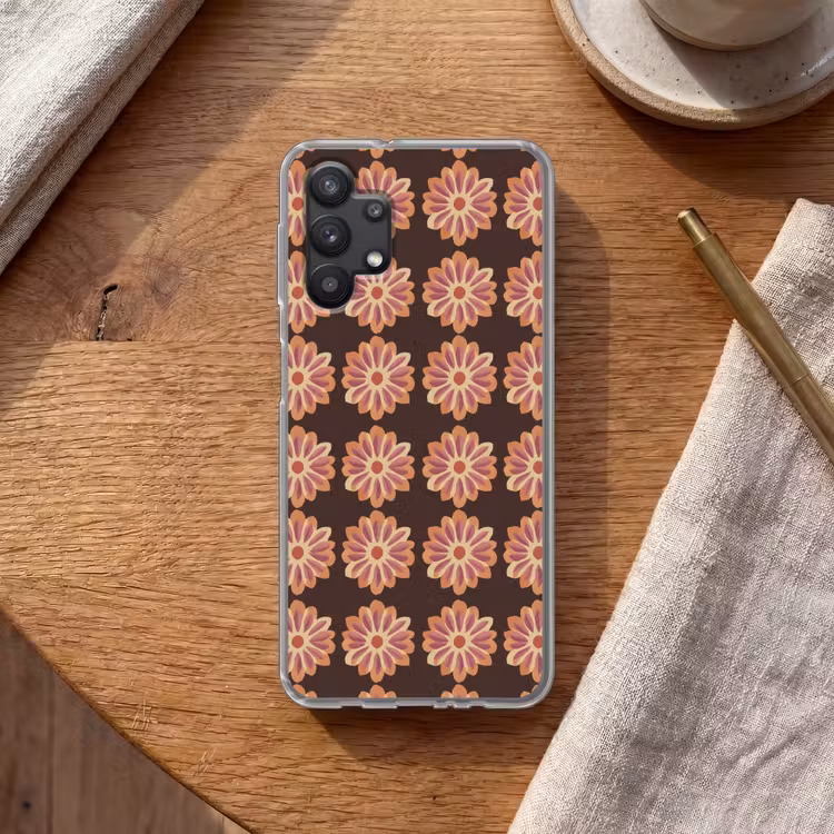 Bloemen - Patroon - Bruin Telefoonhoesje Samsung Galaxy A32 5G klein 346 -sfeer1
