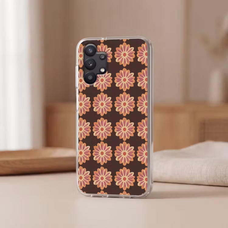 Bloemen - Patroon - Bruin Telefoonhoesje Samsung Galaxy A32 5G klein 346 -sfeer2