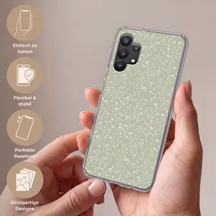 Bloemen - Patroon - Groen Telefoonhoesje Samsung Galaxy A32 5G klein 346 -sfeer3_DE