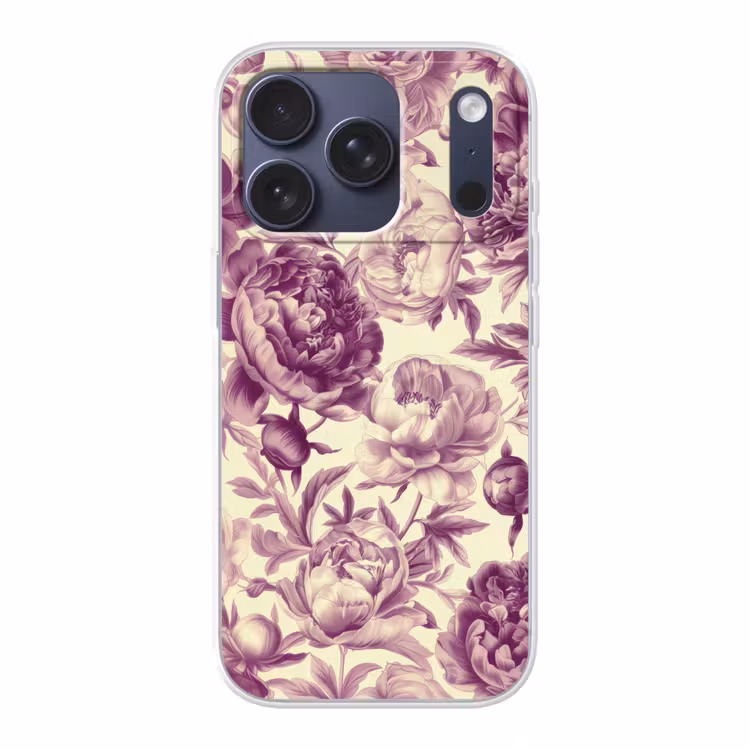 Bloemen - Patroon - Paars - Beige Telefoonhoesje iPhone 17 Pro klein -3d