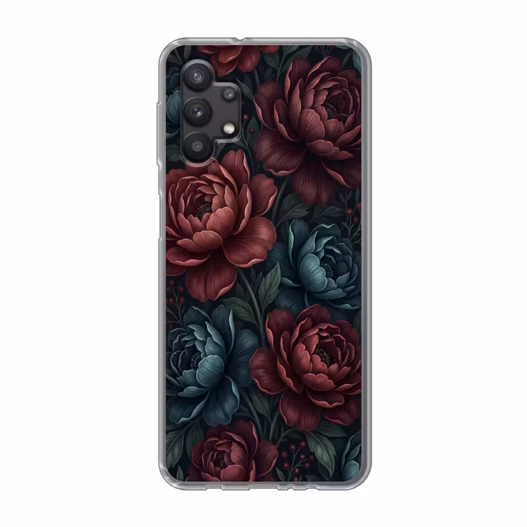 Bloemen - Patroon - Natuur - Klassiek - Donker Telefoonhoesje Samsung Galaxy A32 5G klein -3d