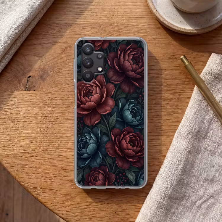 Bloemen - Patroon - Natuur - Klassiek - Donker Telefoonhoesje Samsung Galaxy A32 5G klein -sfeer1