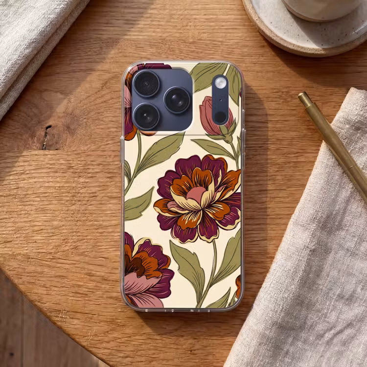Bloemen - Patroon - Natuur - Modern - Paars Telefoonhoesje iPhone 17 Pro klein -sfeer1