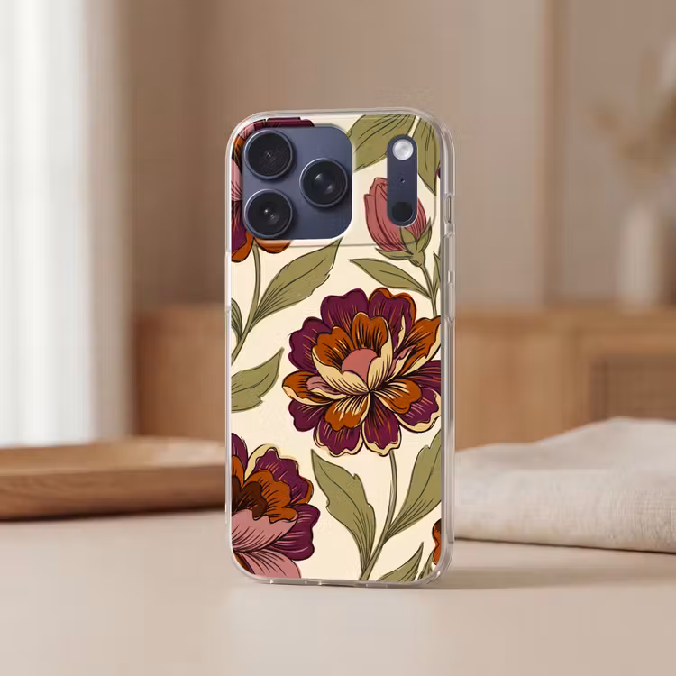Bloemen - Patroon - Natuur - Modern - Paars Telefoonhoesje iPhone 17 Pro klein -sfeer2
