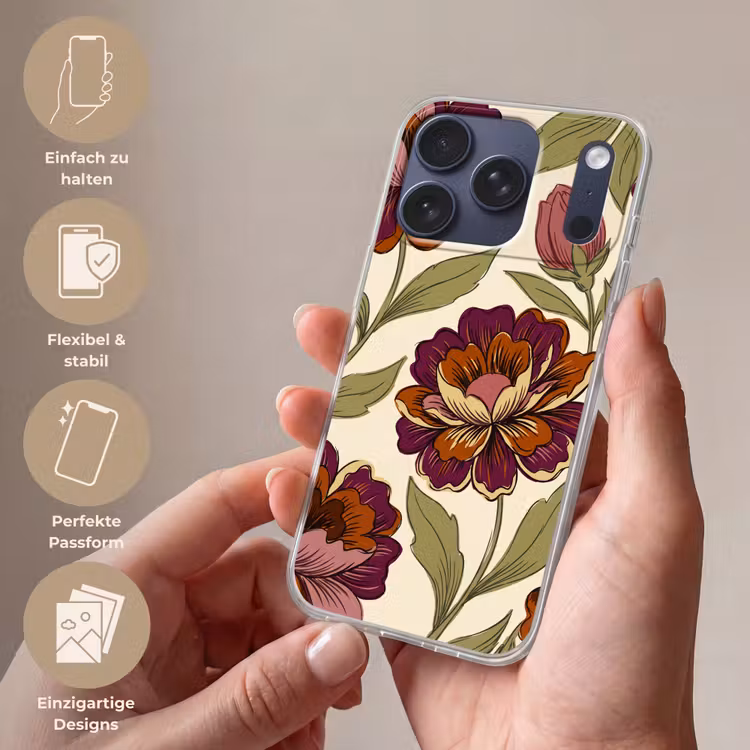 Bloemen - Patroon - Natuur - Modern - Paars Telefoonhoesje iPhone 17 Pro klein -sfeer3_DE