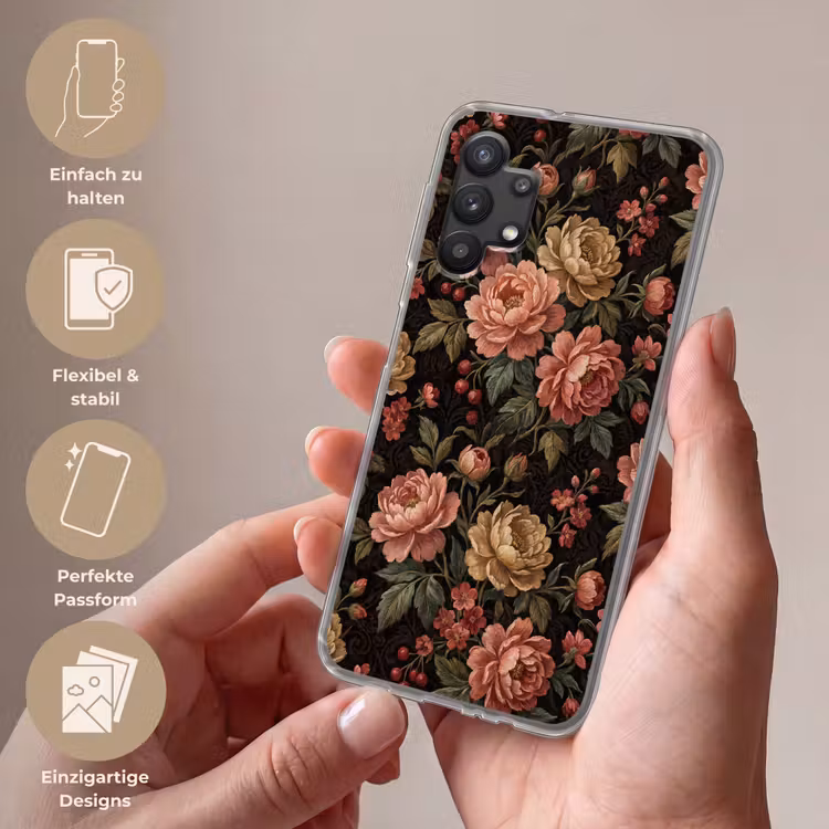 Bloemen - Patroon - Natuur - Vintage - Roze Telefoonhoesje Samsung Galaxy A32 5G klein -sfeer3_DE