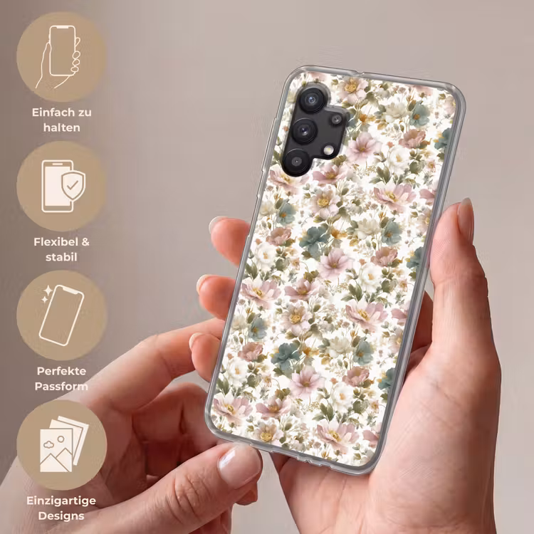 Bloemen - Patroon - Pastel Telefoonhoesje Samsung Galaxy A32 5G klein 346 -sfeer3_DE