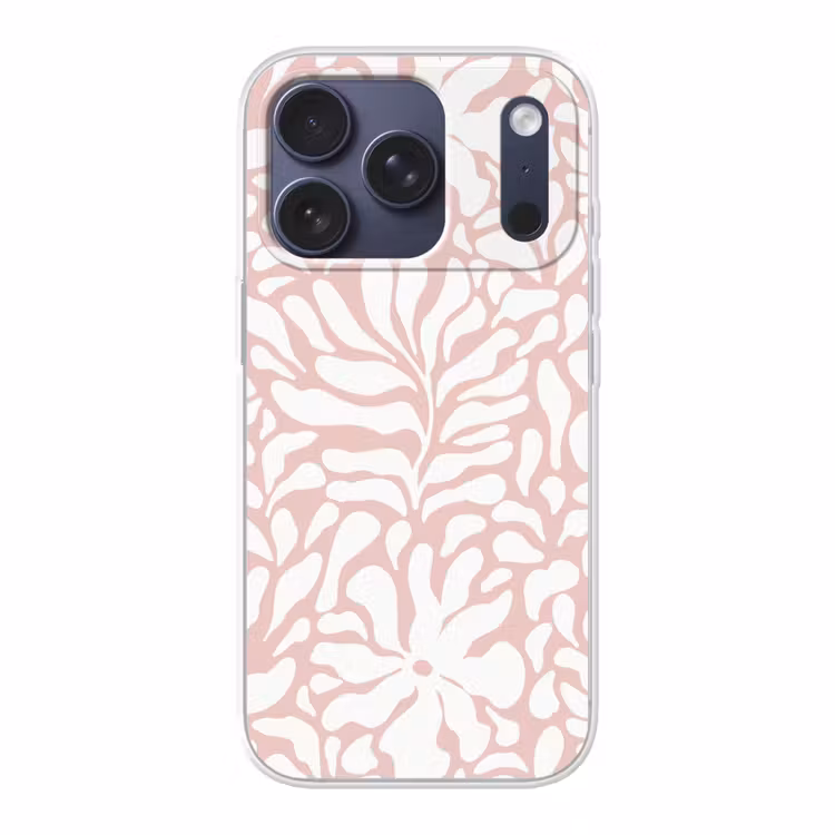Bloemen - Patroon - Roze - Wit Telefoonhoesje iPhone 17 Pro klein -3d