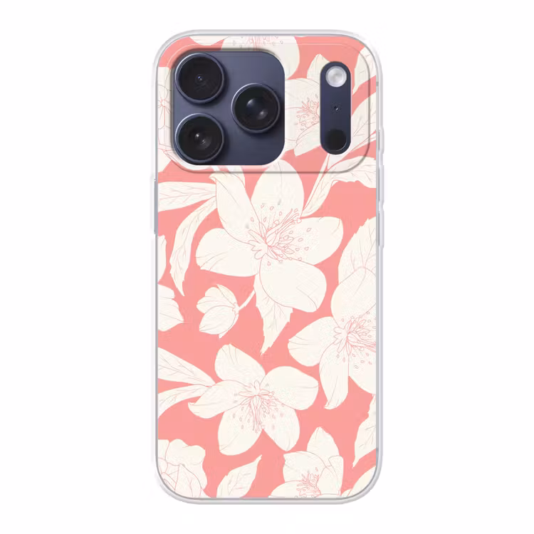 Bloemen - Patroon - Roze - Wit Telefoonhoesje iPhone 17 Pro klein -3d