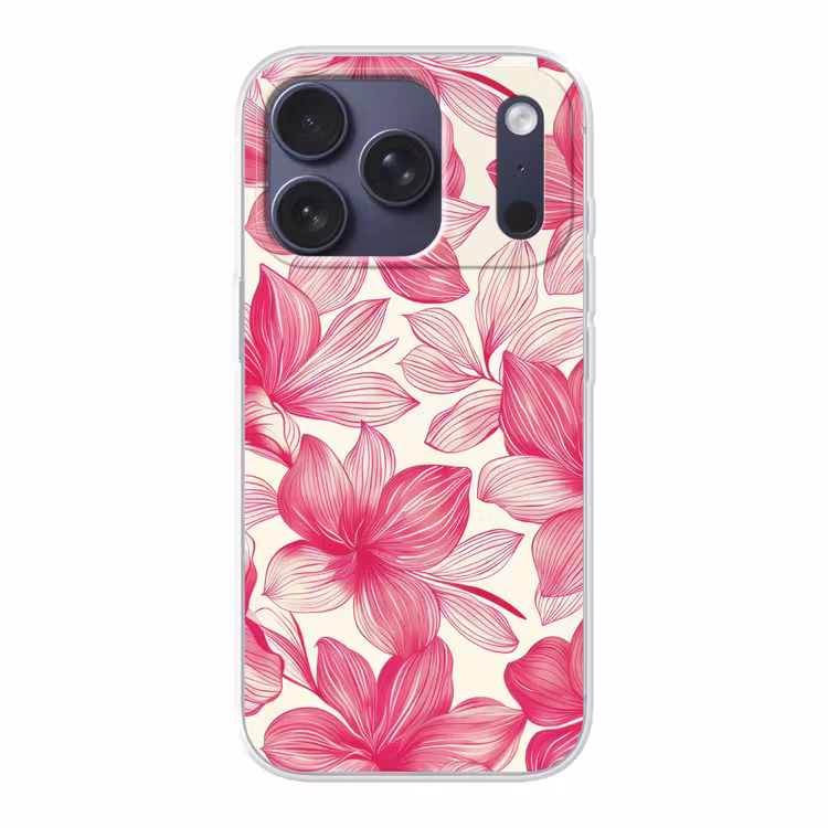 Bloemen - Patroon - Roze - Wit Telefoonhoesje iPhone 17 Pro klein -3d