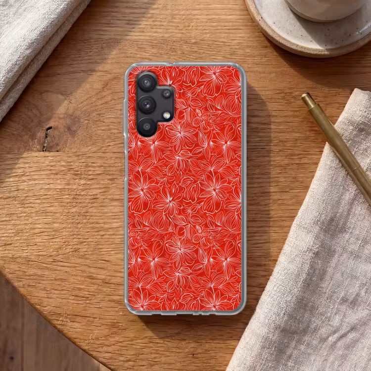 Bloemen - Patroon - Rood Telefoonhoesje Samsung Galaxy A32 5G klein 346 -sfeer1
