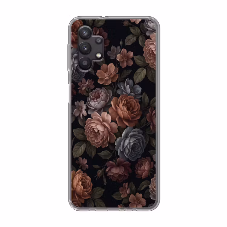 Bloemen - Patroon - Vintage - Donker - Roze Telefoonhoesje Samsung Galaxy A32 5G klein -3d
