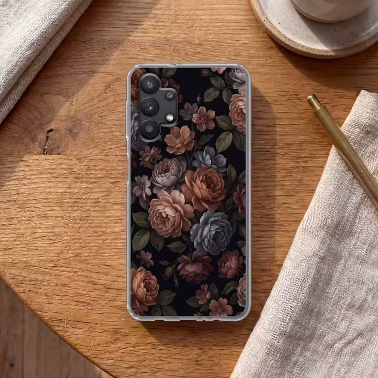 Bloemen - Patroon - Vintage - Donker - Roze Telefoonhoesje Samsung Galaxy A32 5G klein -sfeer1