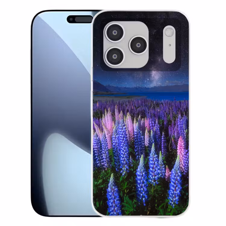 Bloemen - Nacht - Lupine - Sterrenhemel - Paars - Natuur Telefoonhoesje iPhone 17 Pro klein -3d