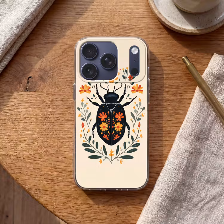 Bloemen - Oranje - Planten - Sierlijk Telefoonhoesje iPhone 17 Pro klein -sfeer1