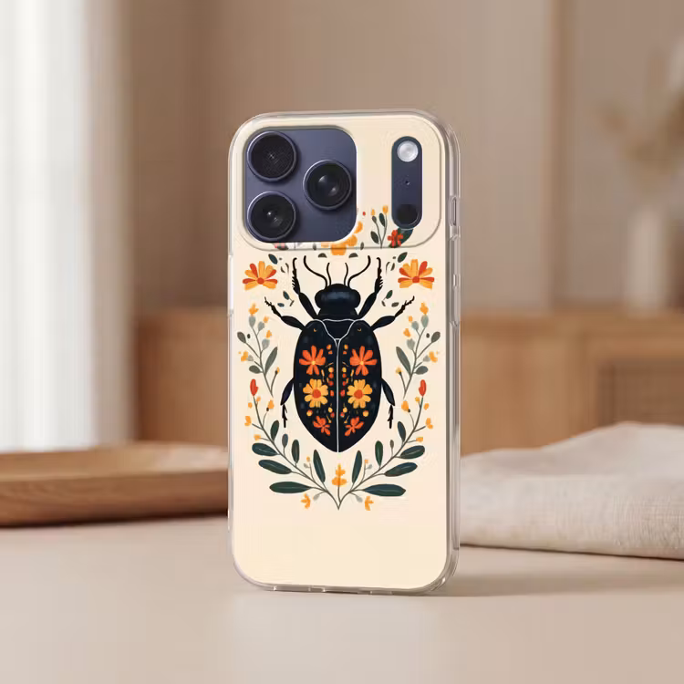 Bloemen - Oranje - Planten - Sierlijk Telefoonhoesje iPhone 17 Pro klein -sfeer2