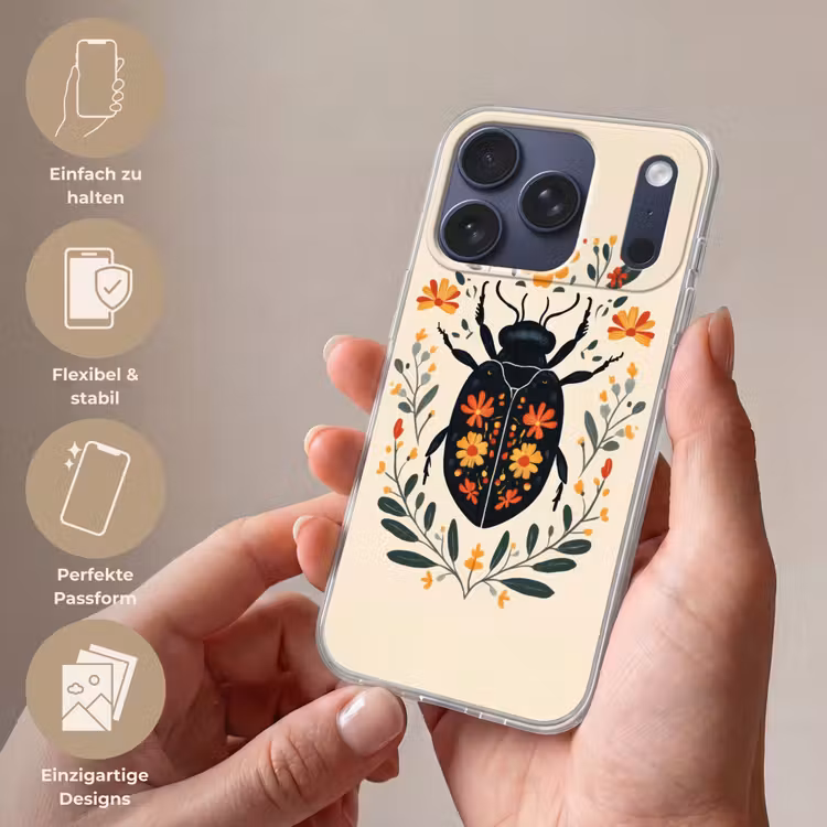 Bloemen - Oranje - Planten - Sierlijk Telefoonhoesje iPhone 17 Pro klein -sfeer3_DE