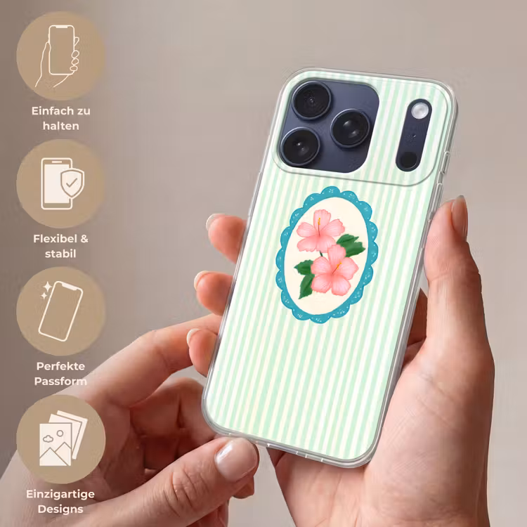 Bloemen - Ovaal - Strepen - Groen Telefoonhoesje iPhone 17 Pro klein -sfeer3_DE
