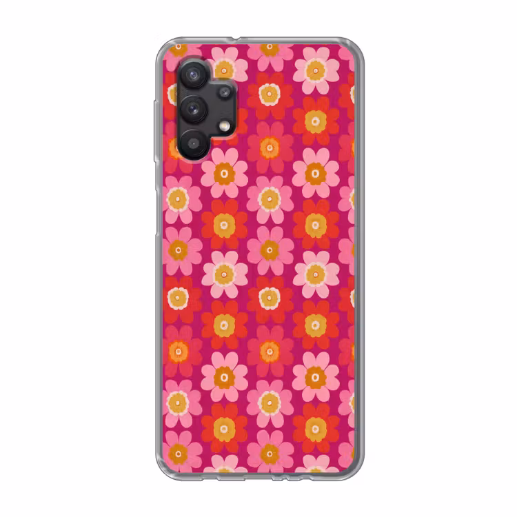 Bloemen - Retro - Kleurrijk Telefoonhoesje Samsung Galaxy A32 5G klein 346 -3d