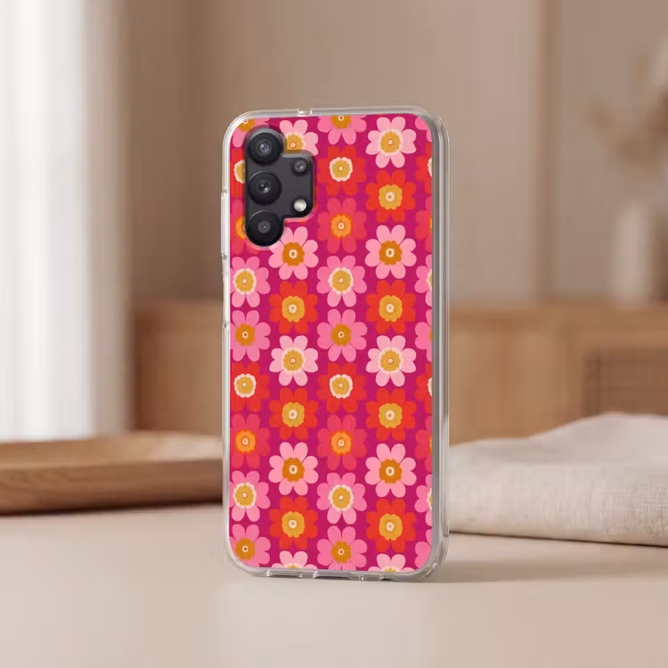 Bloemen - Retro - Kleurrijk Telefoonhoesje Samsung Galaxy A32 5G klein 346 -sfeer2
