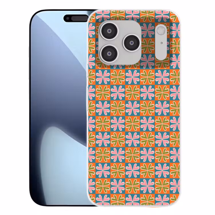 Bloemen - Retro - Patroon - Kleurrijk Telefoonhoesje iPhone 17 Pro klein 878 -3d