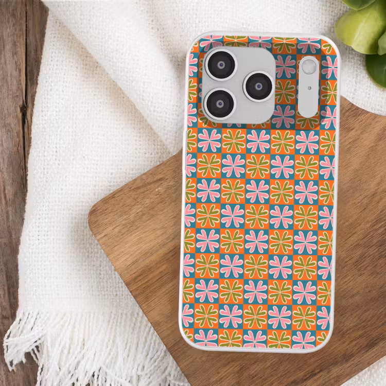 Bloemen - Retro - Patroon - Kleurrijk Telefoonhoesje iPhone 17 Pro klein 878 -sfeer1