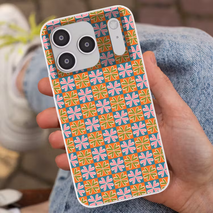 Bloemen - Retro - Patroon - Kleurrijk Telefoonhoesje iPhone 17 Pro klein 878 -sfeer2