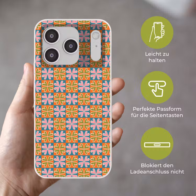 Bloemen - Retro - Patroon - Kleurrijk Telefoonhoesje iPhone 17 Pro klein 878 -sfeer3_DE