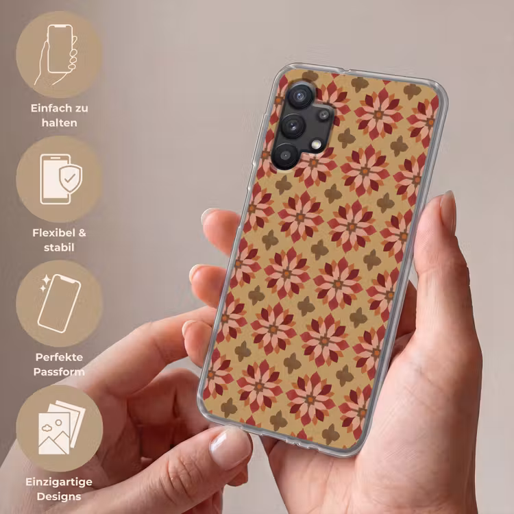 Bloemen - Retro - Groen Telefoonhoesje Samsung Galaxy A32 5G klein 346 -sfeer3_DE