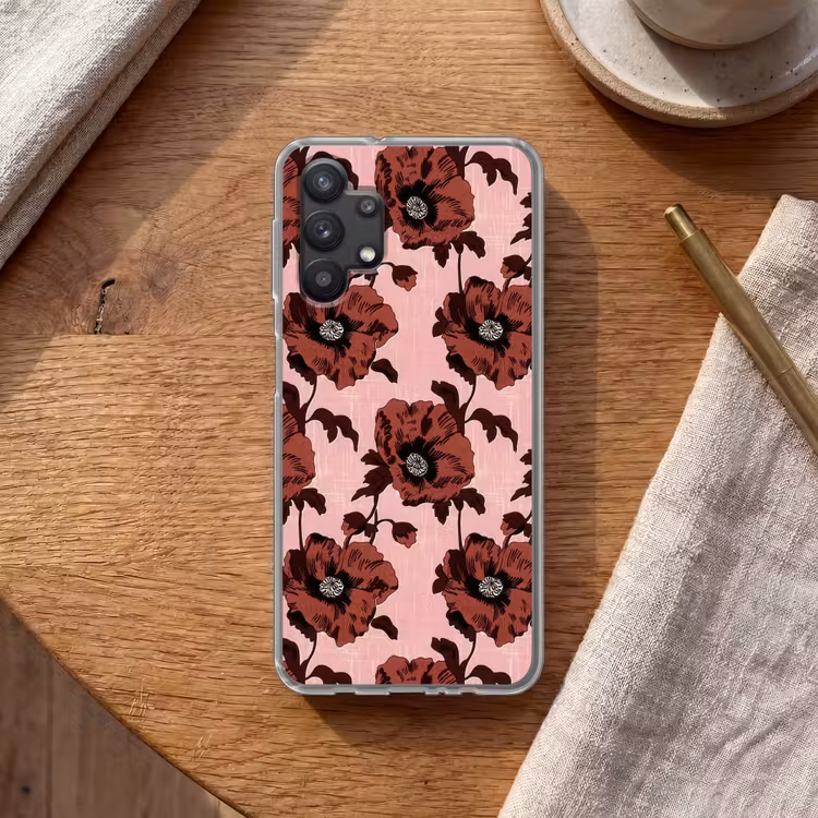 Bloemen - Retro - Rood Telefoonhoesje Samsung Galaxy A32 5G klein 346 -sfeer1
