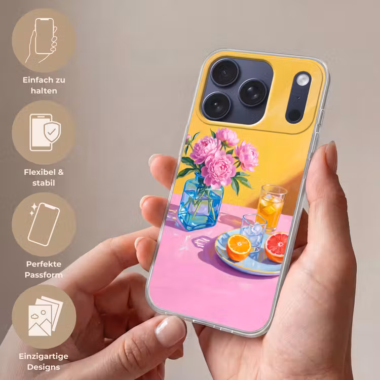 Handyhülle - Blumen – Rosa – Modern - Bloemen - Roze - Modern Telefoonhoesje iPhone 17 Pro klein