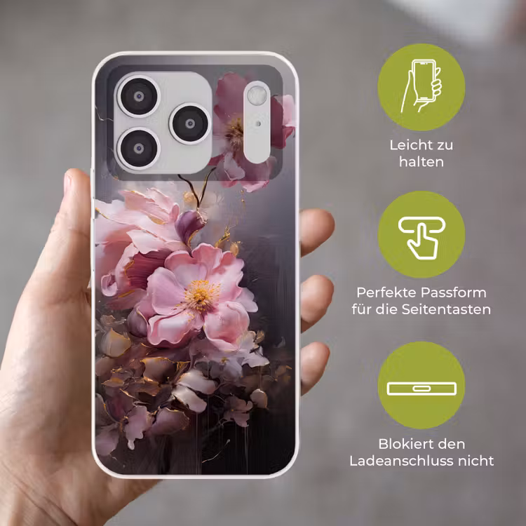 Bloemen - Roze - Stilleven - Kunst Telefoonhoesje iPhone 17 Pro klein -sfeer3_DE