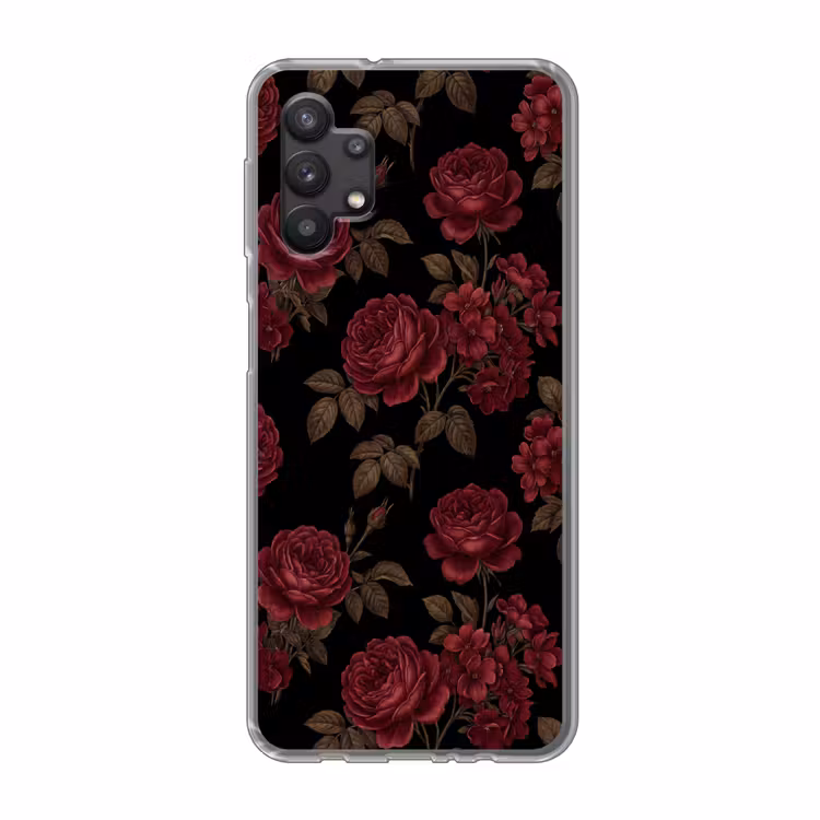 Bloemen - Roos - Patroon - Klassiek - Rood Telefoonhoesje Samsung Galaxy A32 5G klein -3d