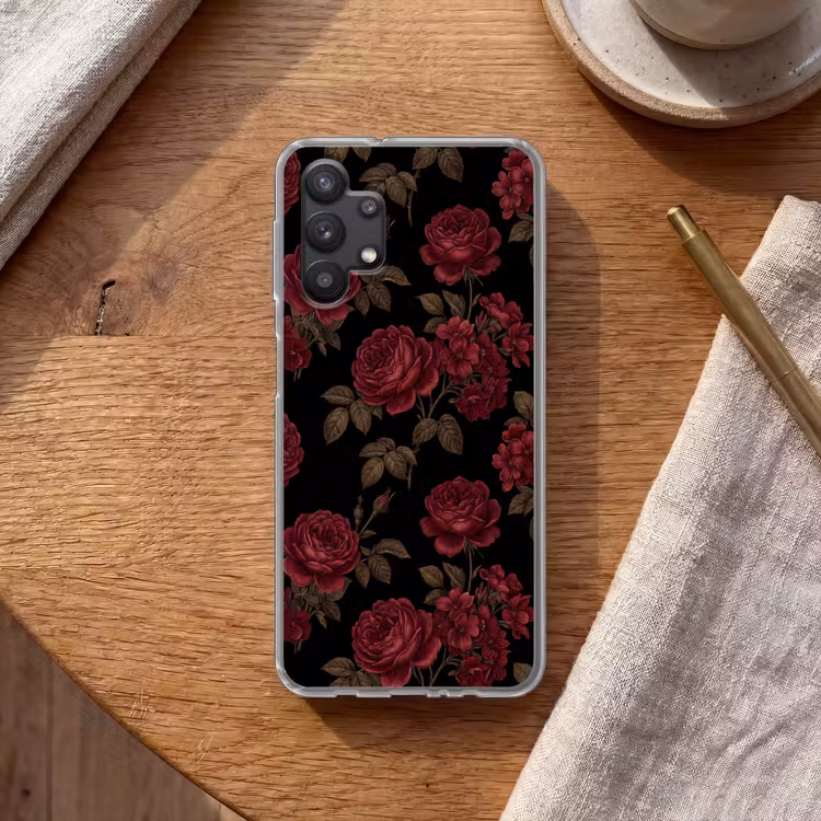 Bloemen - Roos - Patroon - Klassiek - Rood Telefoonhoesje Samsung Galaxy A32 5G klein -sfeer1