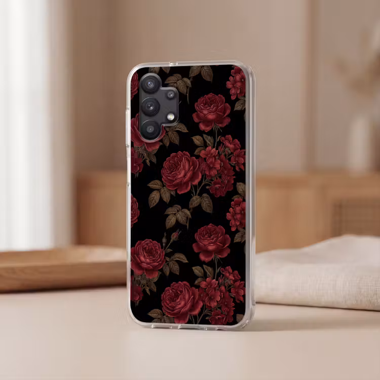 Bloemen - Roos - Patroon - Klassiek - Rood Telefoonhoesje Samsung Galaxy A32 5G klein -sfeer2